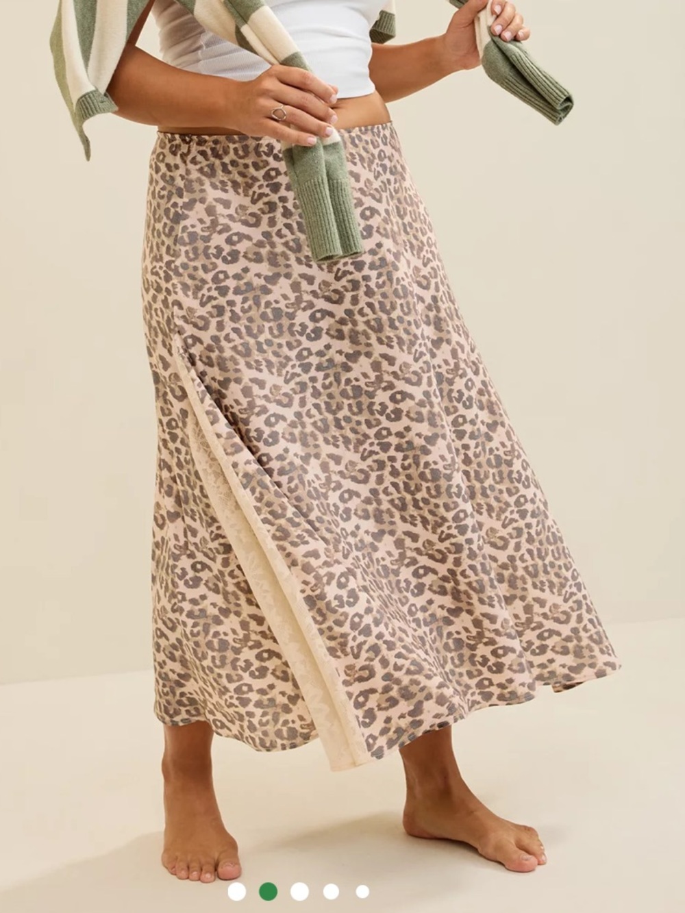 aerie Leopard Print A-Line Skirt in Beige and Taupe